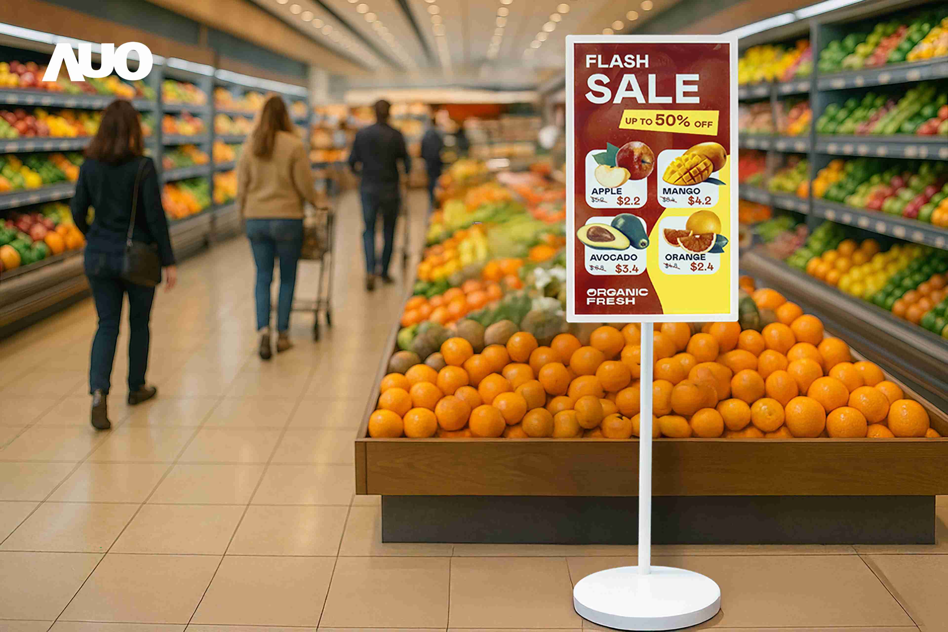 达擎首亮相低功耗、、、全彩的〝aecoPost电子纸解决方案〞，，，仅在更新画面时需要微量的电力驱动，，无需布建电线的便捷设计，，使其可灵活应用、、、、随意置放，，并可透过云端或行动装置app，，，，轻松管理及排程广告内容，，晋升店头营销利器。。